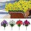 Artificial Flowers 7 Forks Bright Color No Fading No Maintenance Reusable Easy Care Fake Flower Arrangement