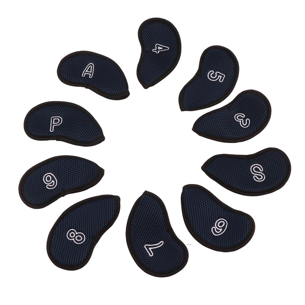 10pcs Golf Iron Covers Set with Numbers Waterproof Golf Head Cover Protective Headcover for Court Exercise Dark Blue
