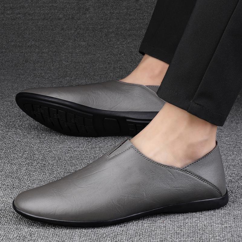Genuine Leather Mens Casual Shoes Handmade Mens Loafers Moccasins Summer Breathable Slip On Flats Leisure Walk Male Boat Shoes