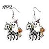 Unique Gothic Dangle 1 Pair Acrylic Halloween Earrings for Women 2D Flat Cute Cartoon Ghost Ornament Skull Drop Earrings Holiday Jewelry Gifts