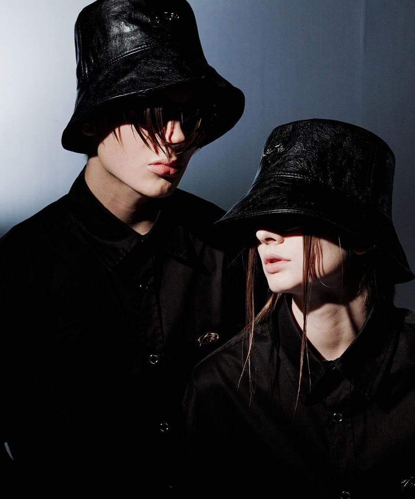MORE THAN BLACK Leather Bucket Hat