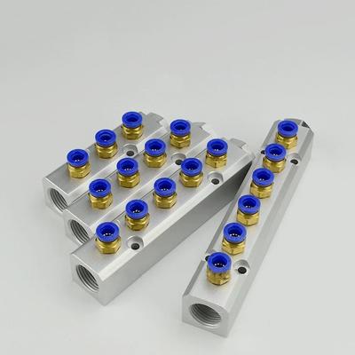 With Quick Plug Connector 1/2” BSP 30x30mm G1/2" In Plug 2 3 4 -12 Ways Solid Aluminum Air Manifold Block Splitter 25mm Spacing