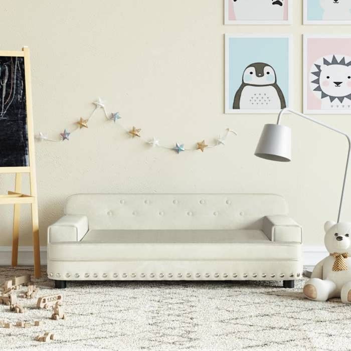VidaXL Canapé pour enfants crème 90x53x30 cm velours 3196285