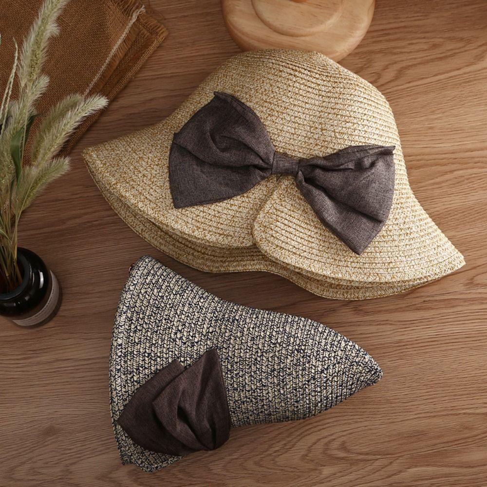 Foldable Women Sun Hat Wide Brim Women's Straw Panama Hat Summer Beach Sun Hat  For Women Outdoor