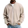 2026 European Men's Chunky Knit Striped Full-Zip Hoodie with Half High Collar – New Autumn/Winter Style
