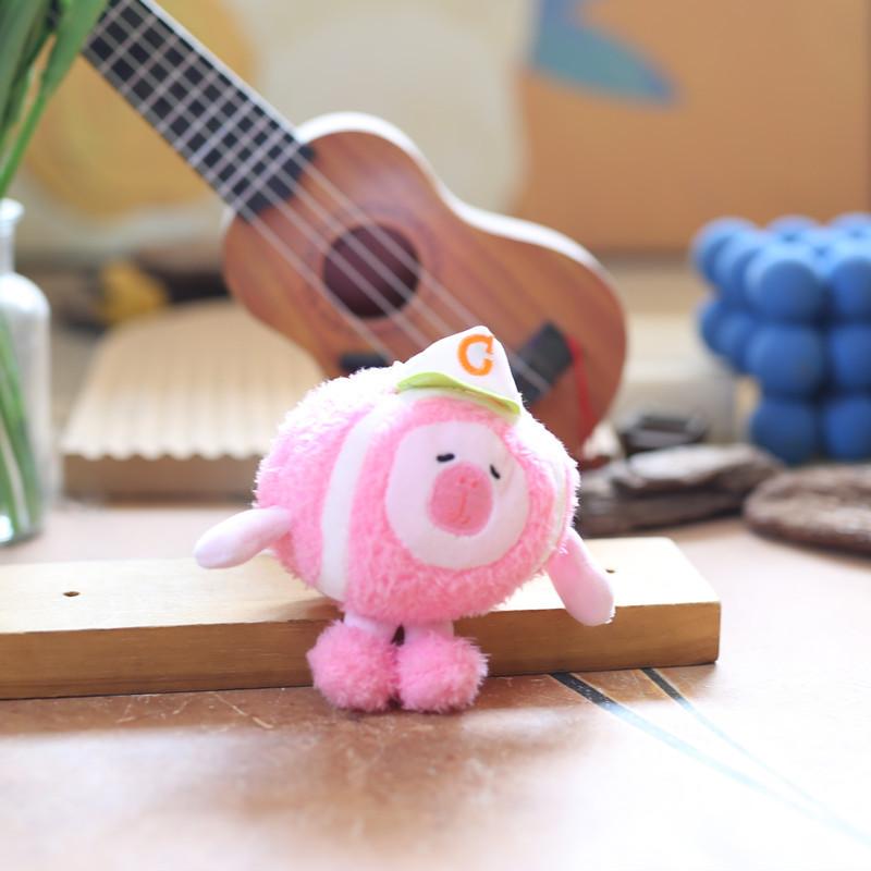 

Capybara Pink Green Plush Keychain Toy Pp Cotton Fill Bag Decor Collectors Item розовый