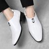 Fashion White Mens Casual Loafers Driving Moccasin Fashion Male Comfortable Business Formal Spring Leather Men Lazy Metal Dress Shoes
