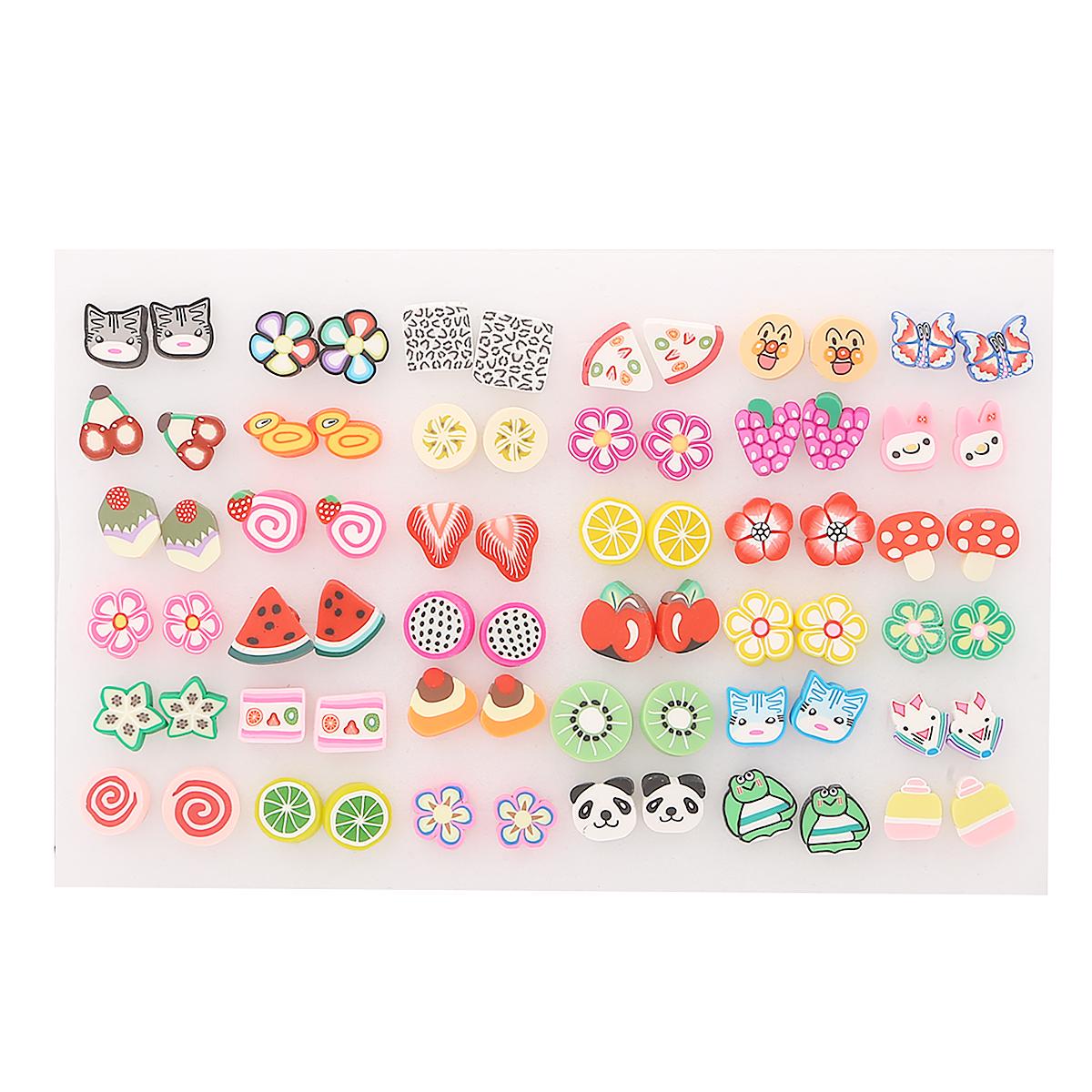 

36 пар сережек-гвоздиков из пластика в смешанном стиле со стразами, цветами, геометрическими фигурками и животными для женщин и девочек, ювелирные аксессуары