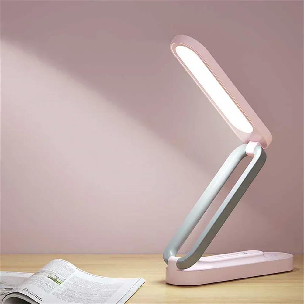 

Rechargeable Foldable White/Pink LED Desk Lamp Portable Table Lamp Touch Dimmer Desk Light for Home Office Working Reading Study 3 Colors Dimmable рожевий