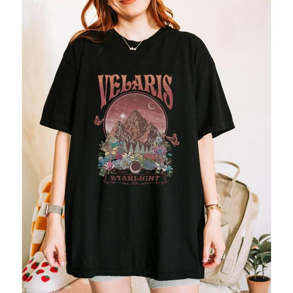Acotar Graphic T Shirt for Women Casual Loose Oversized Tee Harajuku Anime Print Top Daily Streetwear Fashion Travel Clothing