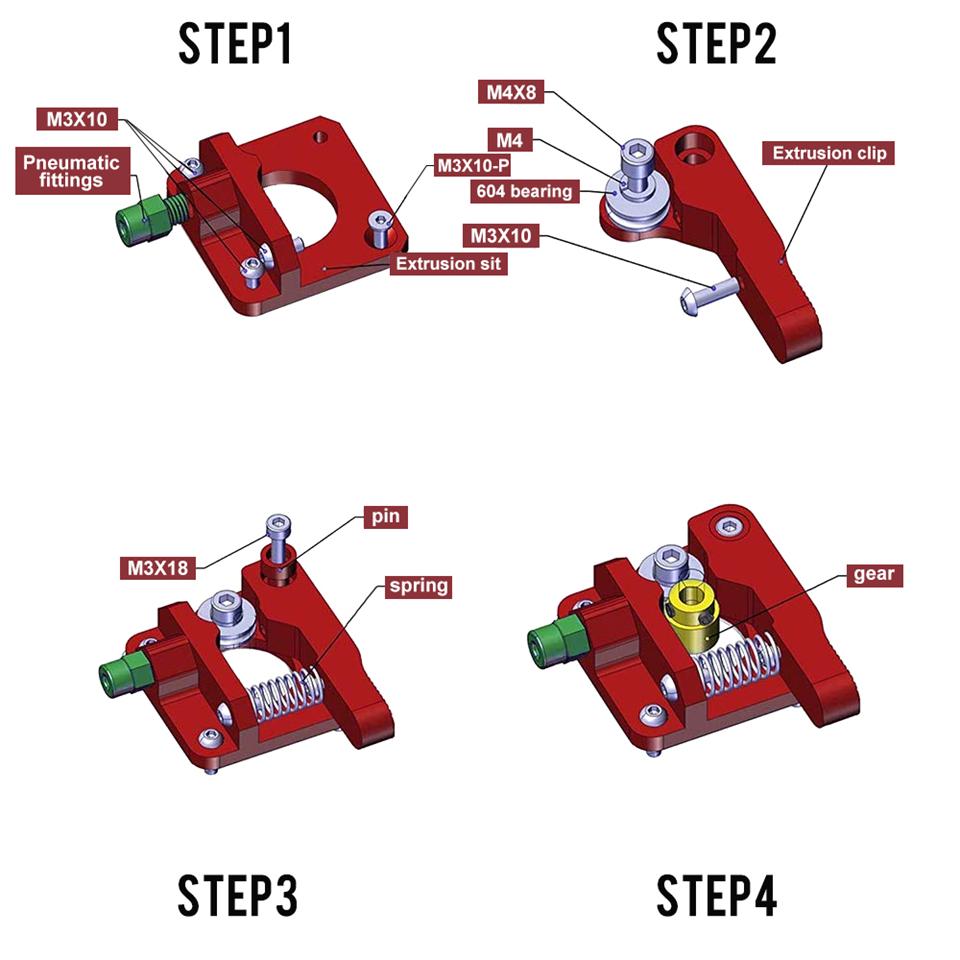 Aluminium Upgrade Bowden Extruder MK8 Extruder Antrieb Zuführungskit für Creality Ender3 3 PRO Ender5 CR10 CR-10S 3D Drucker Teile