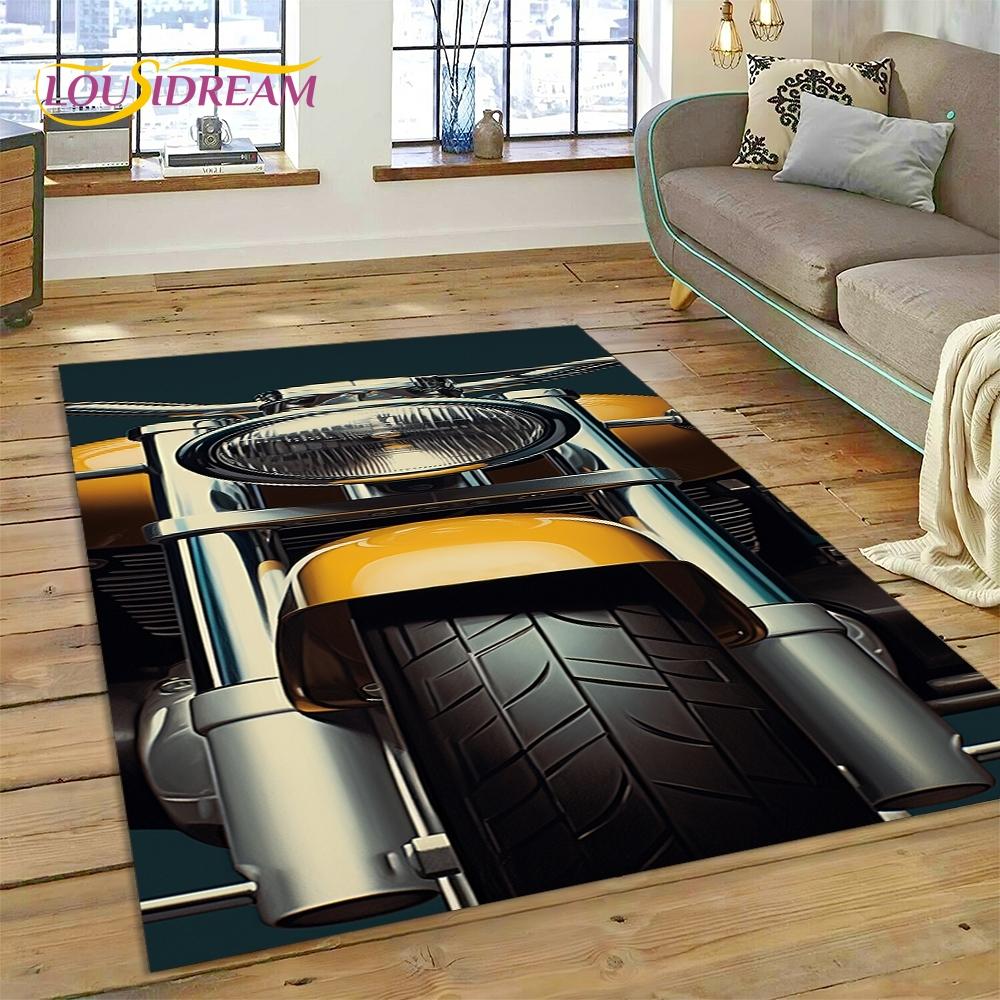 Motocross Modern retro Motorcycle Rug Carpet for Living Room Bedroom Home Decor,Floor Mat Non-slip Decoration for Sofa Doormat