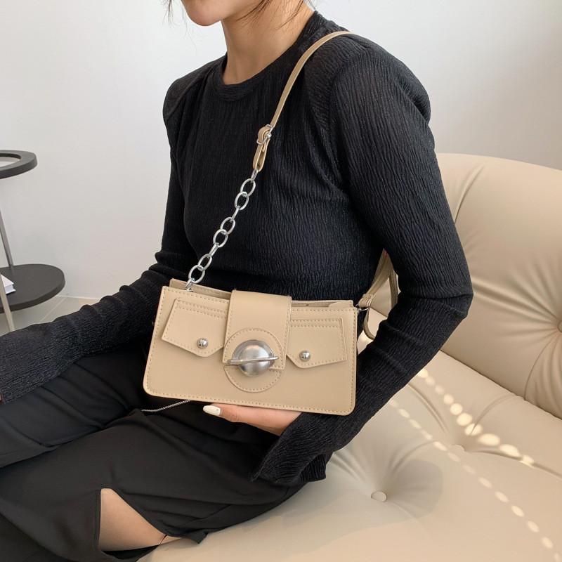 Trendy Small Square Handbag For Women Versatile Pu Material Stylish Fall Shoulder Bag