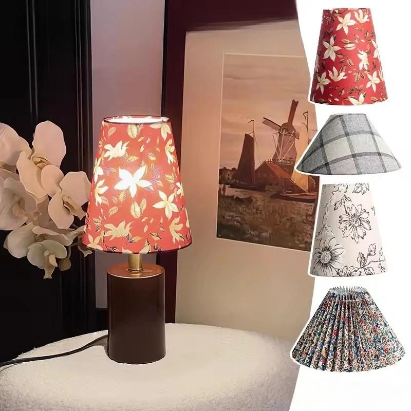 Rustic Floral Patterns Vintage Bedroom Hotel Bedside Table Lamp European Pleated Lampshade Floor Lamp Shade DIY Accessories