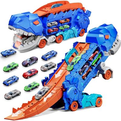 Dinosaurier Transporter LKW Spielzeug Faltbare Bahn Legierung Verwandlungsfähiger Dinosaurier Transport mit Legierungsauto Spielzeug Geschenk für Kinder Kleinkind Junge