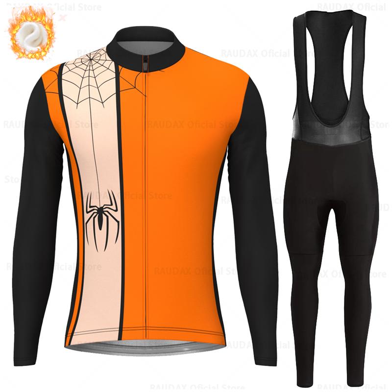 Men's Cycling Jerseys Set Halloween Winter Thermal Fleece Long Sleeve Coat Riding Bike Jacket Cycling Suits Set Ropa Ciclismo