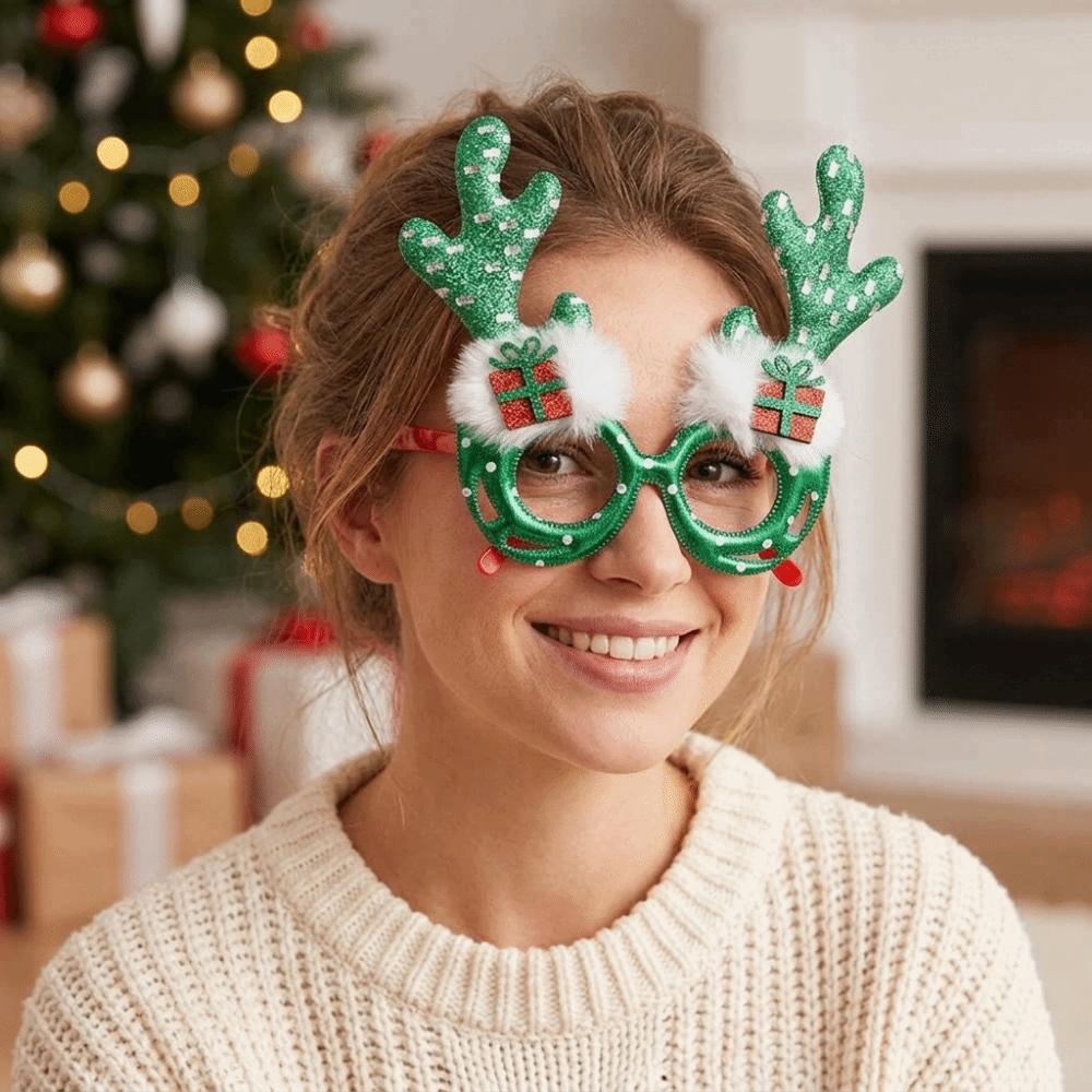 Cosplay Christmas Antler Glasses Funny Christmas Decorations Party Plush Antlers Glasses Children