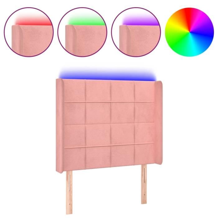 3124089 vidaXL LED Headboard Pink 93x16x118-128 Cm Velvet