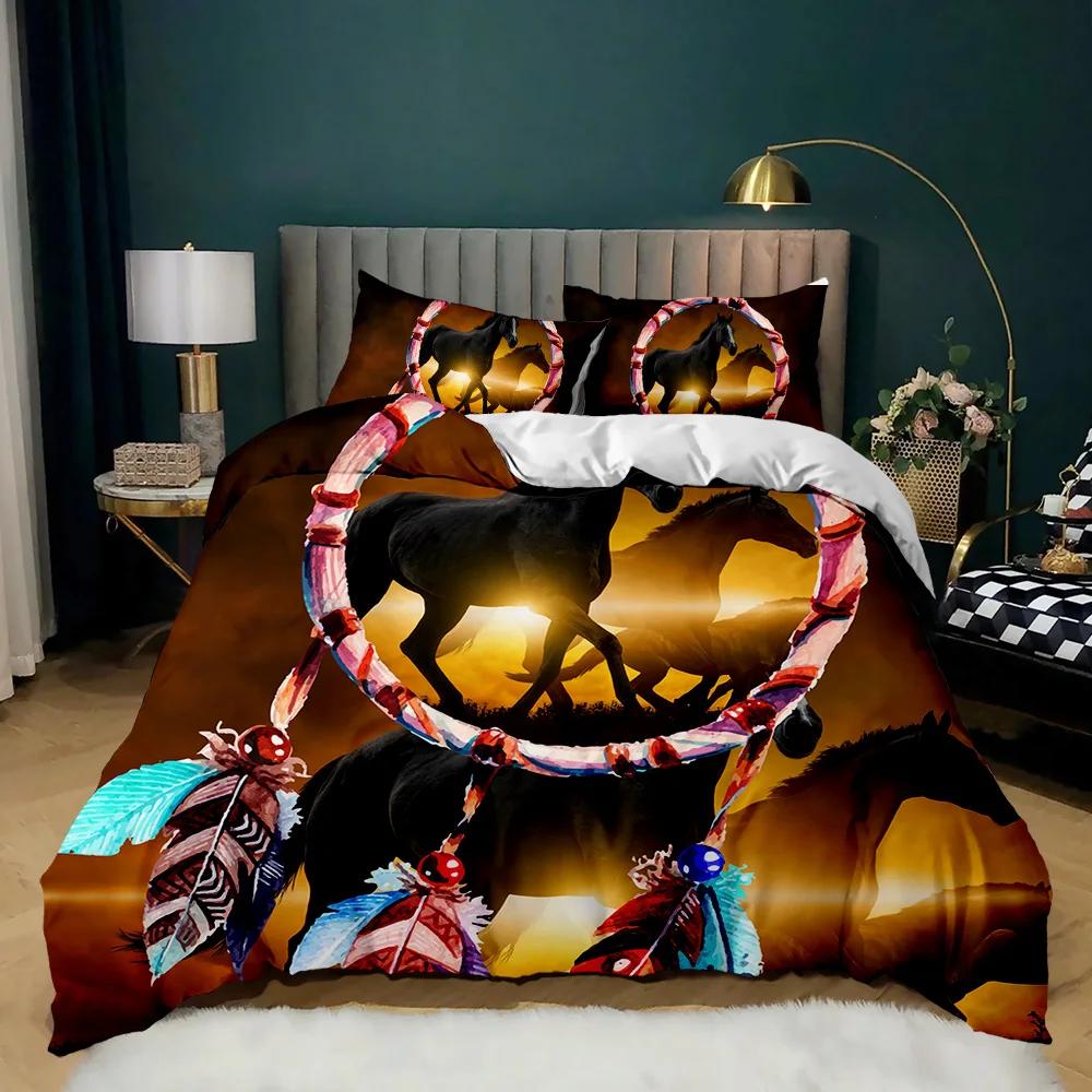 Animal Dream Catcher Duvet Cover Set Indian Dream Catcher Animal Bedding Set Adults Exotic Style Bohemia Polyester Quilt Cover