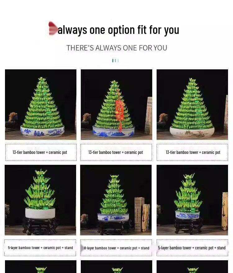 Prosperity Bamboo Tower: Hydroponic Indoor Plant for Wealth and Fortune