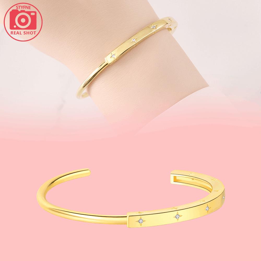 

Bracelet Copper Original Golden Minimalist Shining Stars And Moon Bracelet Suitable For Diy Charm Birthday Jewelry Gifts
