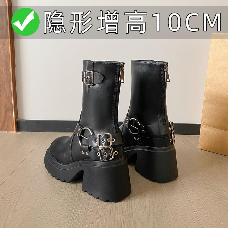

Новые осенне-зимние ботильоны на высокой платформе с пряжкой, универсальные, средней длины, модные ботинки, ботинки Мартин 33