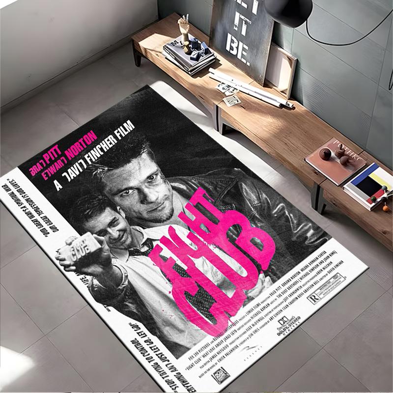 Area Rug, Fight Club 1999 Brad Pitt Edward Norton Pink Soap Graphic Poster, Living Room Decor, Non-Slip Mat