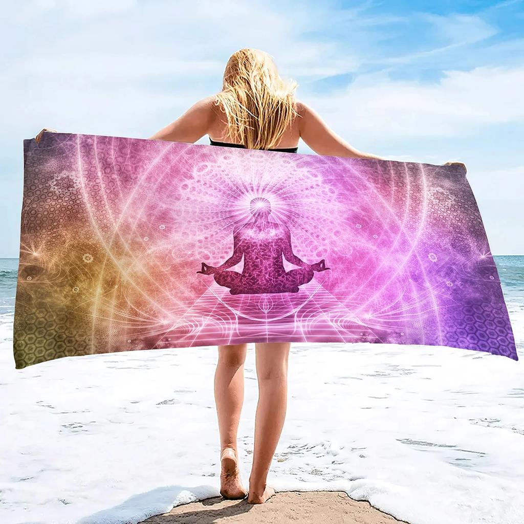 Seven Chakras Beach Towel Microfiber Sand Proof Swimming Cover Quick Dry Bath Towels for Pool Travel Yoga Sport Camping Spa Gym