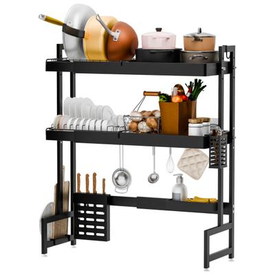 Over The Sink Dish Drying Rack Telescopic Over Sink Dish Drying Rack Adjustable Length 2 Tier Over The Counter Sink Dish Drainer with Cutter Holder