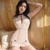 Sexy High-end Stunner Lace Perspective Temptation Hip-wrapped Nightdress Sexy Pure Desire Mesh Suspender Nightdress