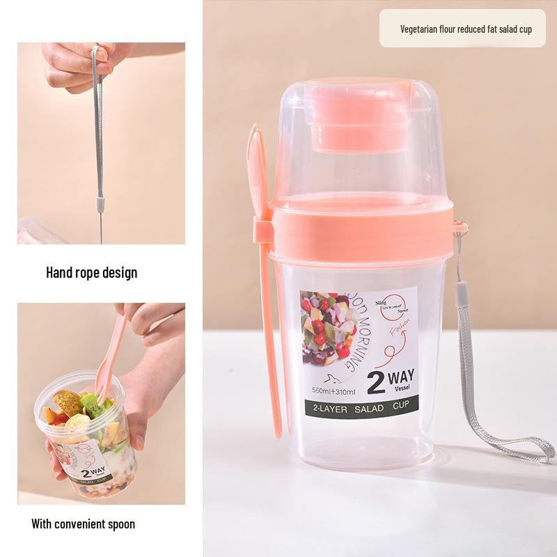 Double-Layer Portable Veggie & Fruit Salad Cup for Slimming and Healthy Breakfasts