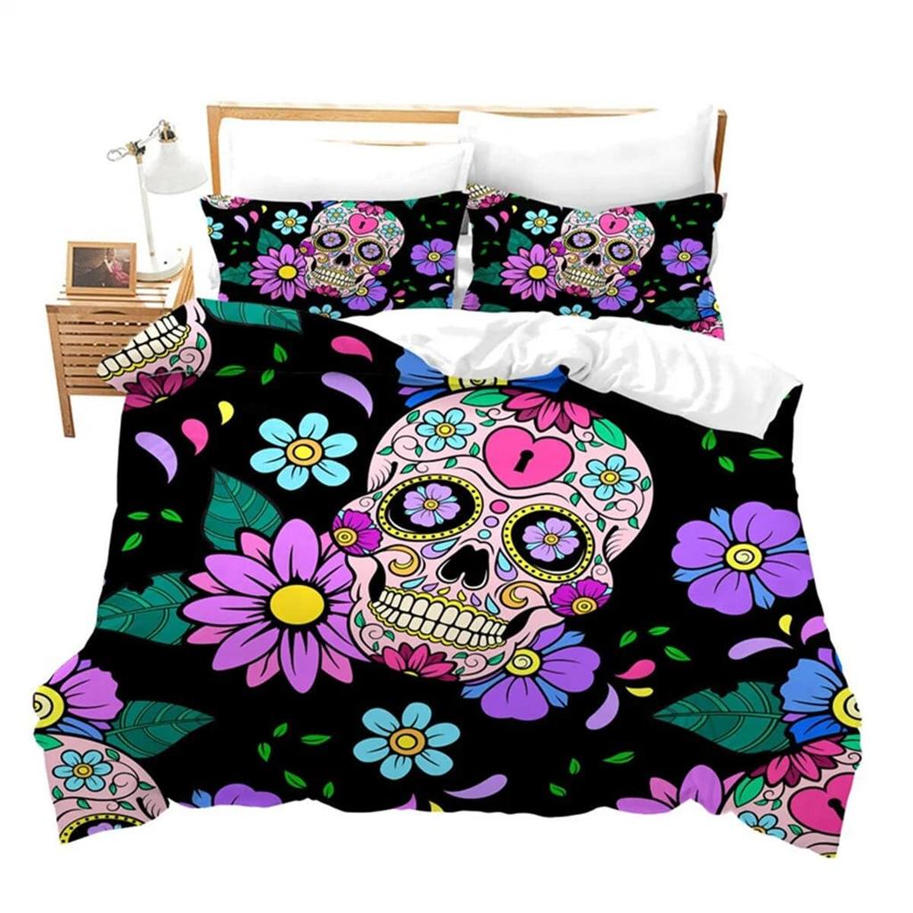 Comforter Gothic Skull Dark Skull Horror Theme King Size Suitable For Teenagers Women Men Bedroom Decoration Warm Breathable