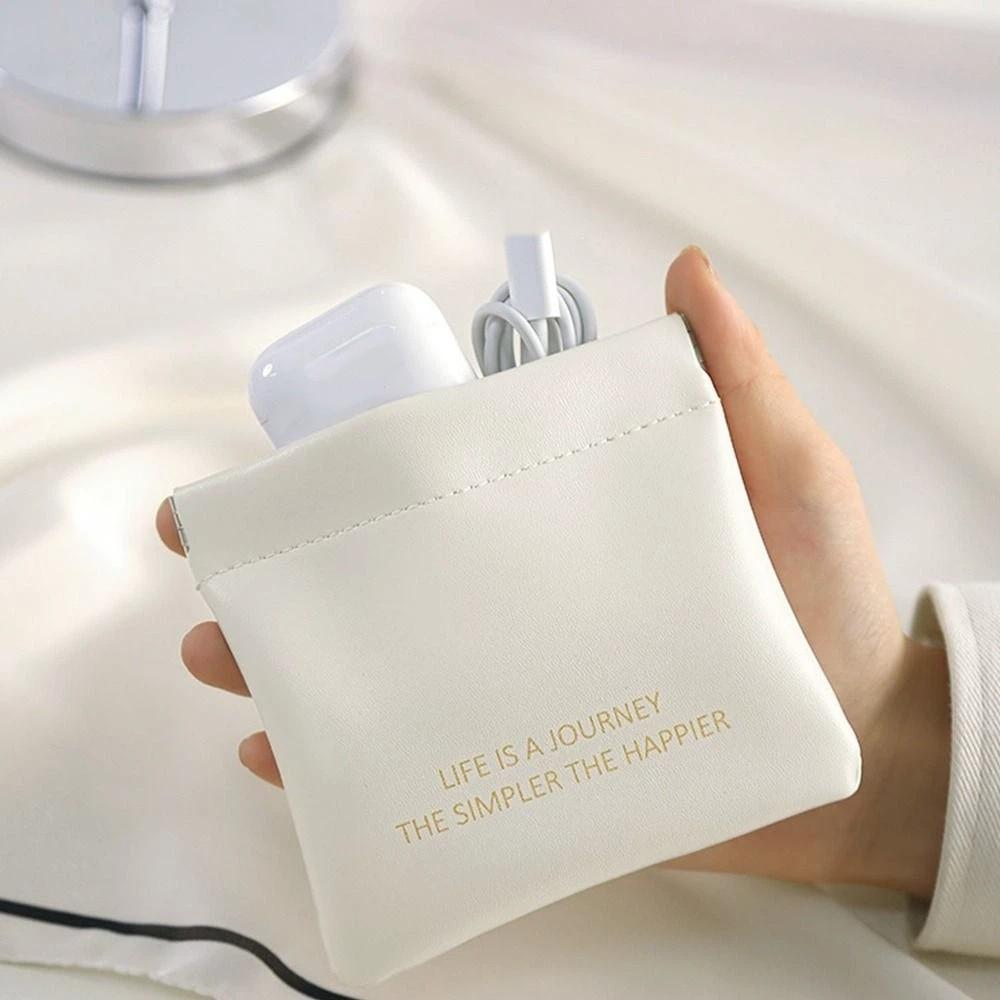Napkin Storage Bag Lipstick Cosmetic Bag PU Coin Purse Leaf Spring Bag Women Change Storage Bag