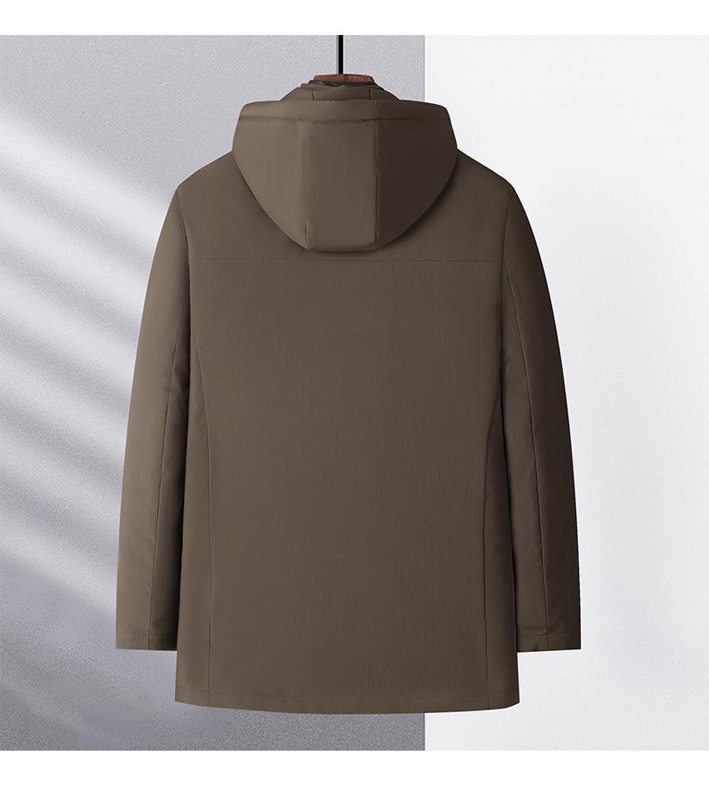 Men's Three-in-One Goose Down Mid-Length Jacket with Detachable Liner - Warm Casual Coat for Middle-Aged and Elderly Dads