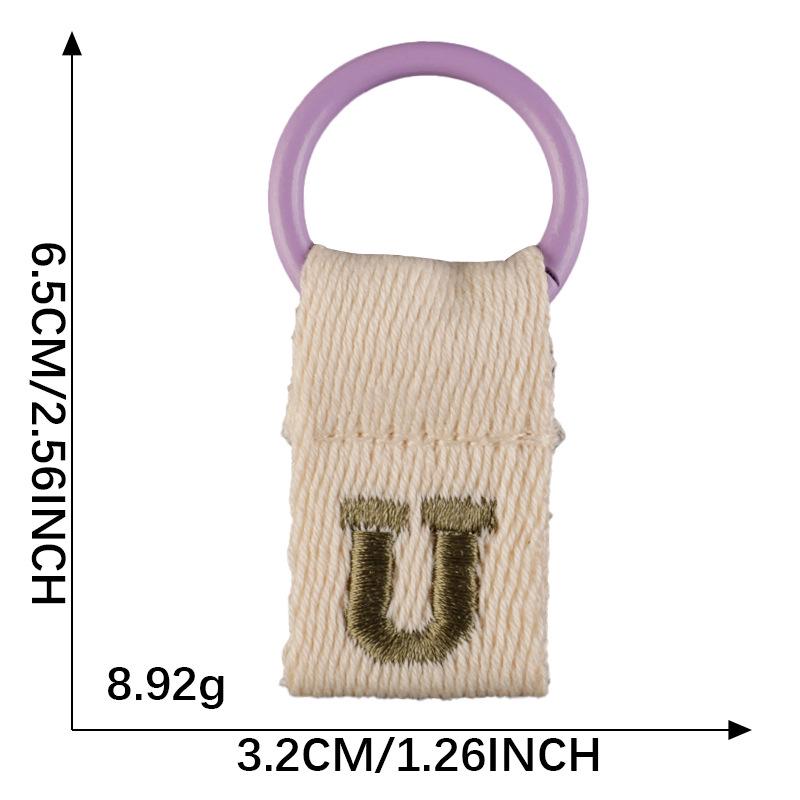 Korean-Inspired Couple Name Tag Backpack Keychain with 26 Letters Embroidered Ribbon