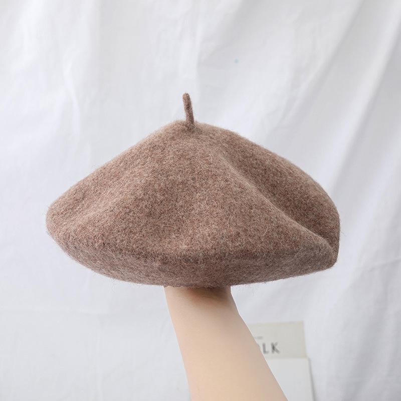 Women's Cross-Border Wool Beret: Autumn/Winter Korean-Style, British Retro Octagonal Painter Hat for Large Head Circumference