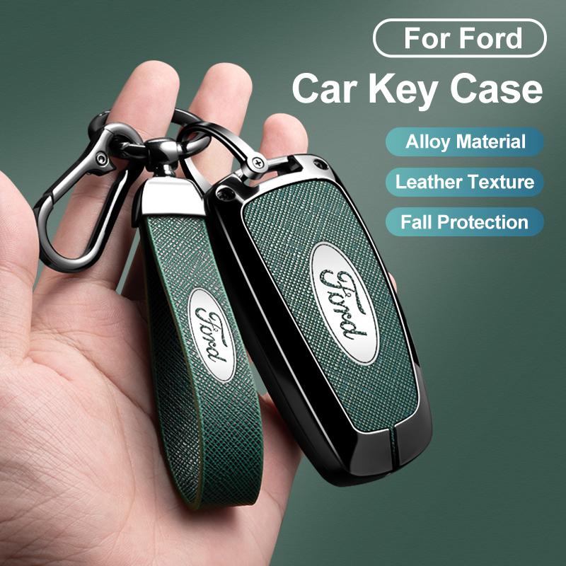 Styling Car Zinc Alloy Leather Remote Key Case For Ford Mustang 2017 Edge F250 2018 Fusion/New Mondeo/Expedition Accessories