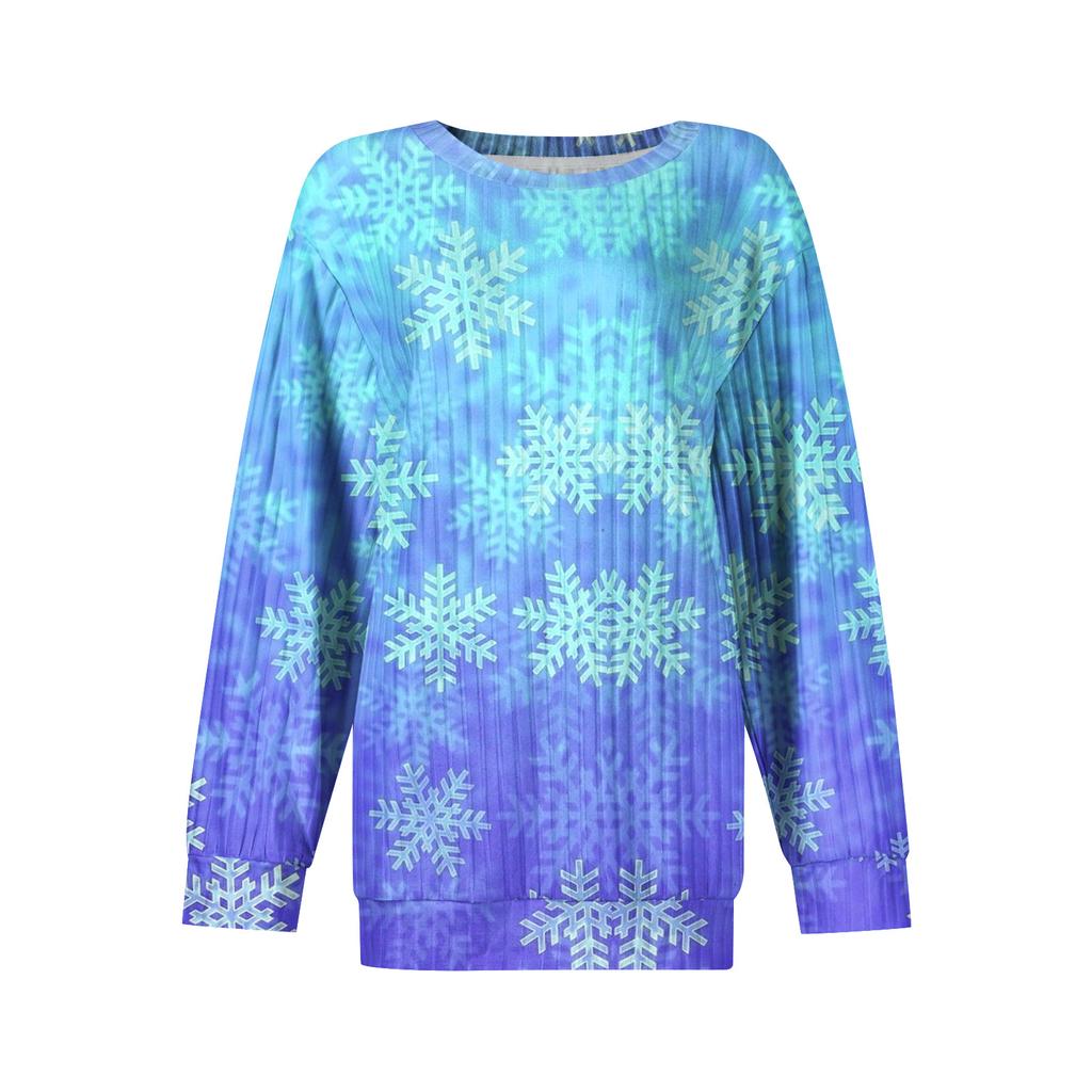 Women's Printed Lightweight Brushed-Cotton Round Neck Top