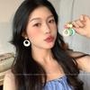 Dopamine Contrast Color Circle Earrings Women's Design Circle Stud Earrings Exaggerated Ears