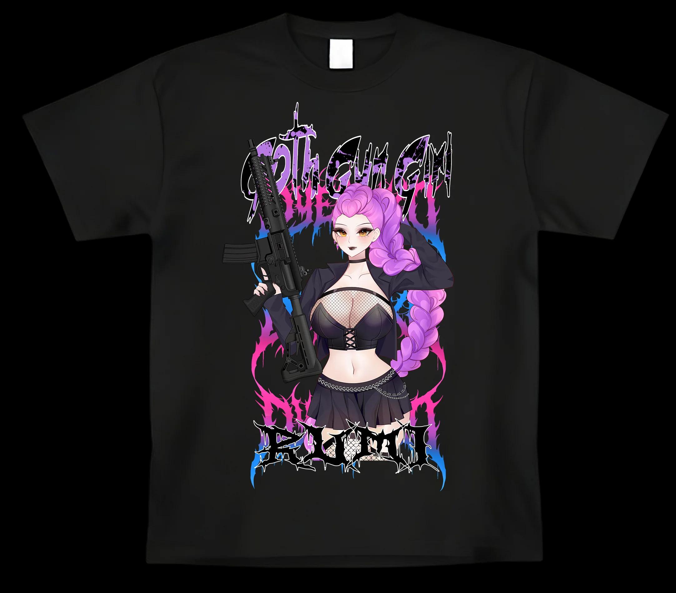 

Hot Sale Anime Cotton Oversizd Short Sleeved Manga Graphic Print T-shirt Men Women Streetwear Y2k Harajuku Female Male Clothing Casual Oversized Top XXXL сірий
