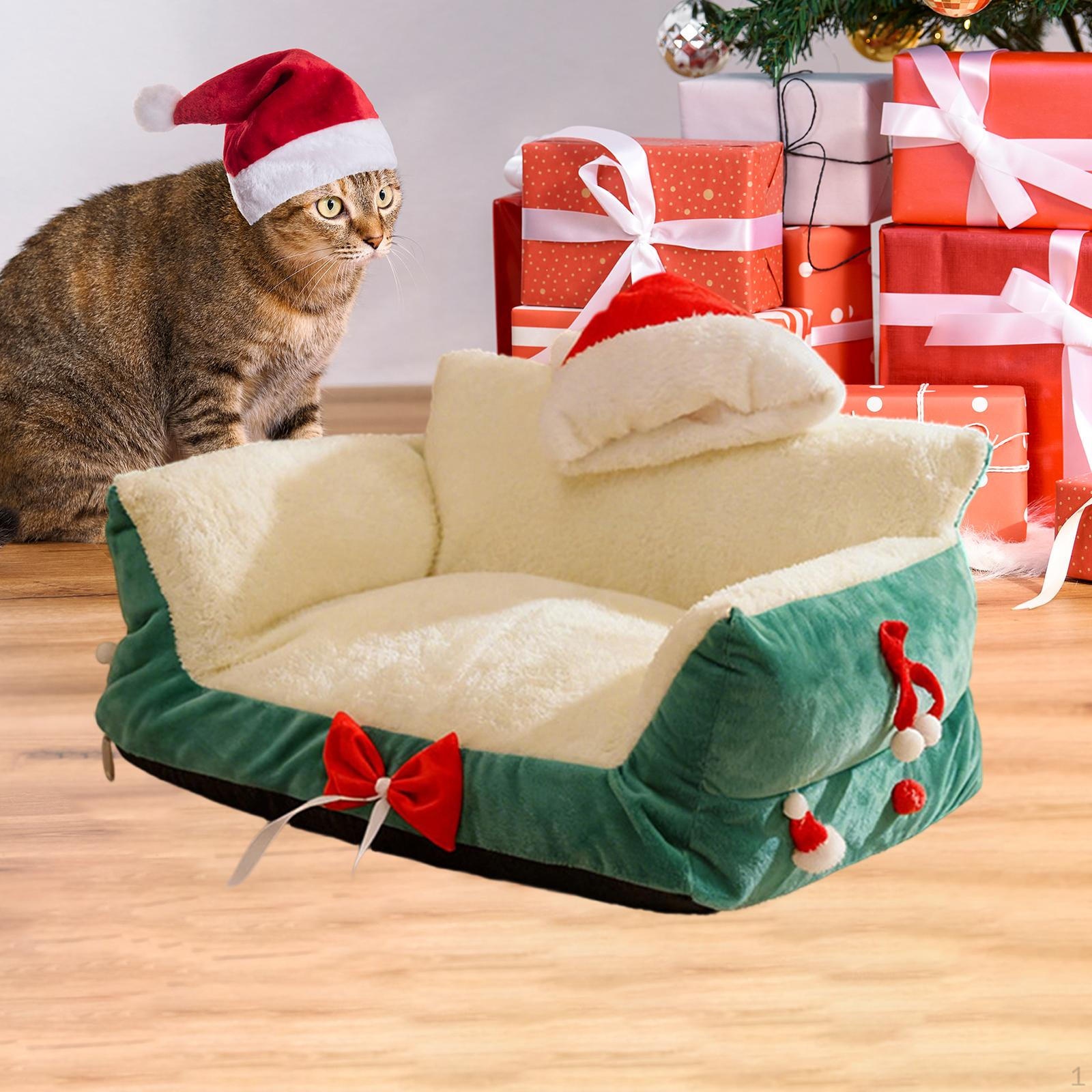 

Корзина для кошки и собаки, Дизайн рождественской шляпы, Съемная, Мягкая, Уникальная, Теплая, Многофункциональная, Будка, Green 50x35x25cm