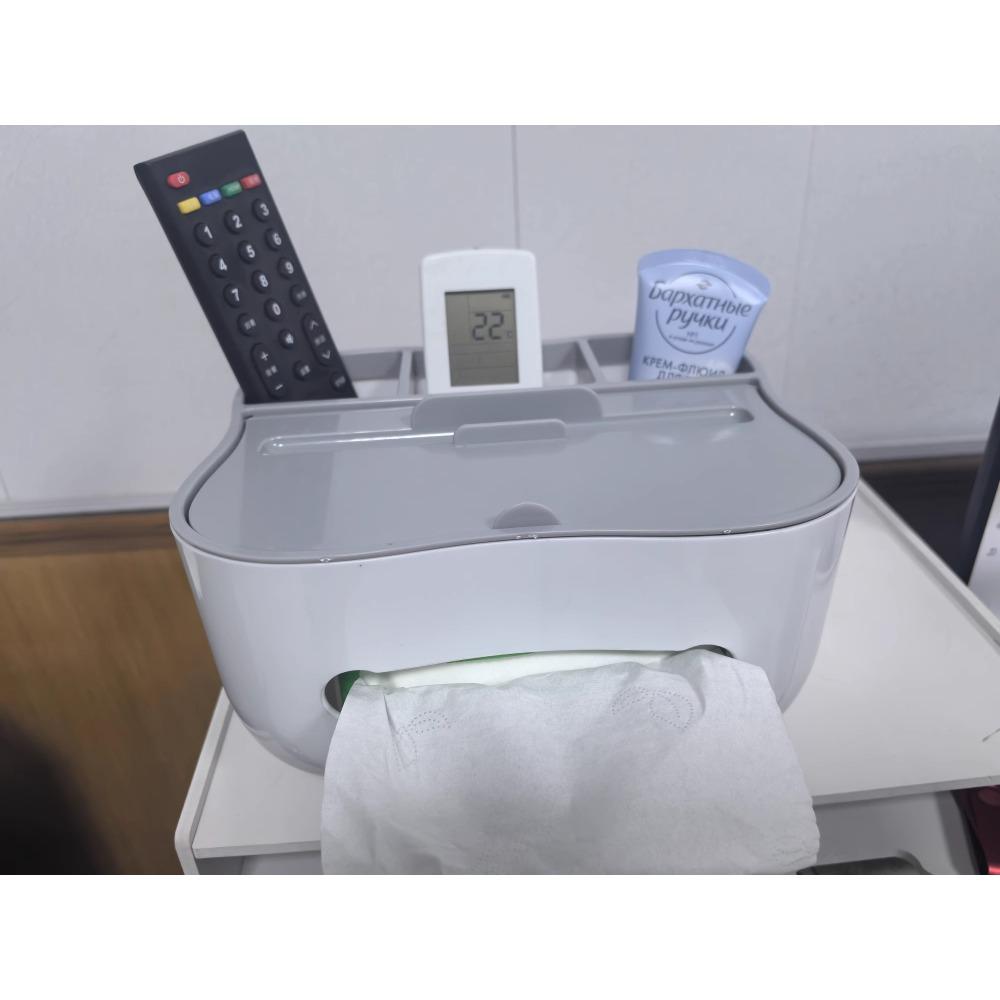 Paper Towel Holder Multi Functional Remote Control and Miscellaneous Storage Box on The Table with Phone Holder Desktop Storage