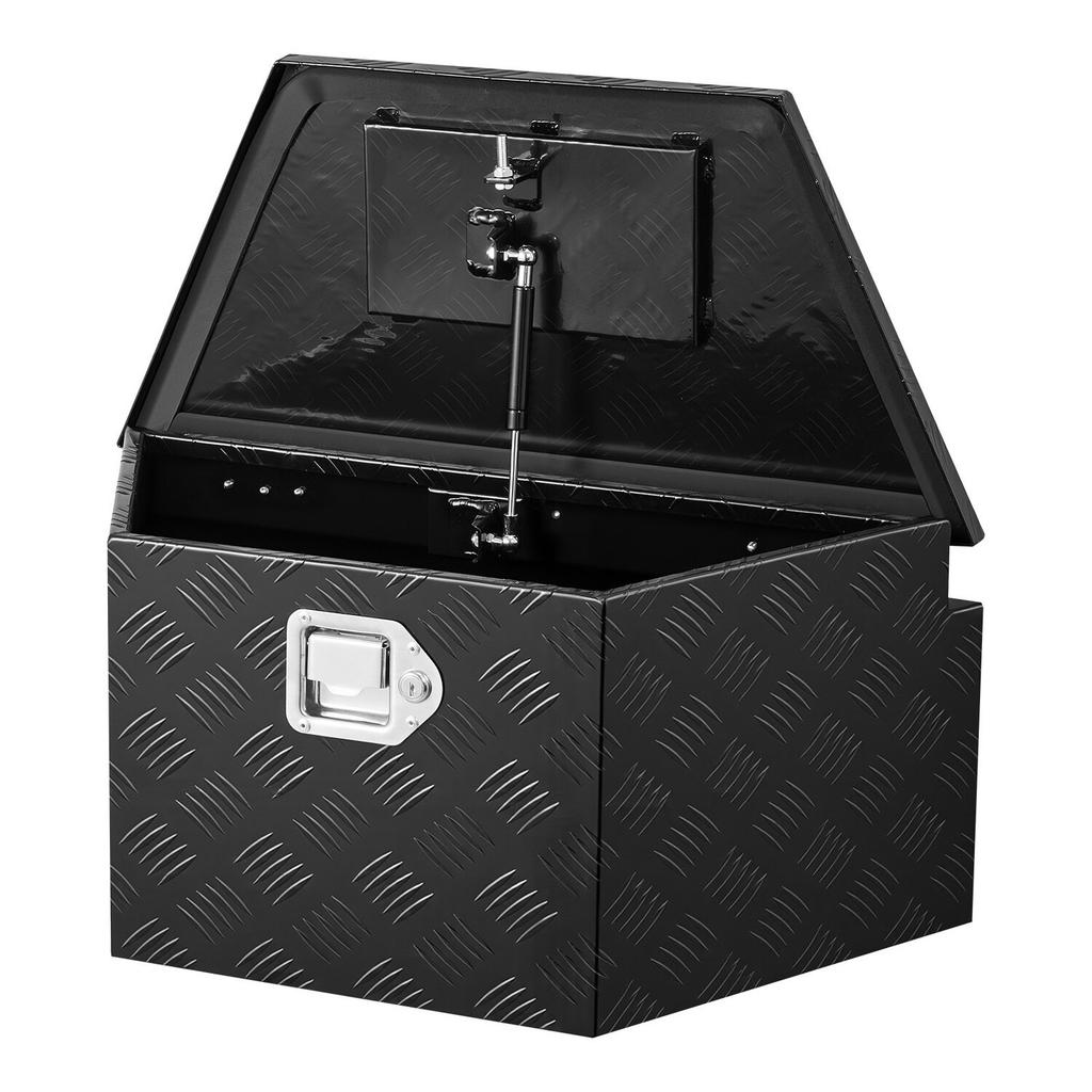 Trailer Tongue Box, 660 x 330 x 305 mm Aluminum Trailer Tongue Tool Box, Heavy Duty Storage Organizer with Lock & Keys, Utility Tool Chest for Pickup