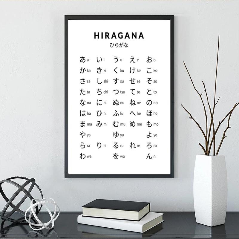Hiragana and Katakana Chart Art Print Black White Japanese Alphabet Poster Japan Wall Pictures Canvas Painting Home Decoration