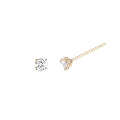 Round Cubic 3mm 14k Gold Earrings LPFL1A03G