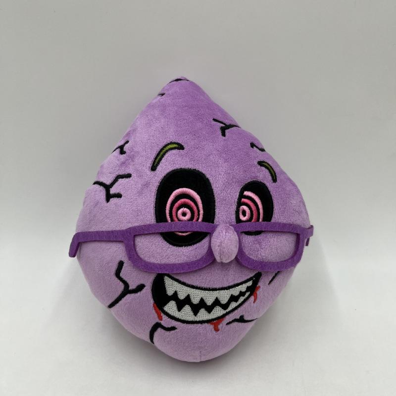 Cute Ms Lemon Plush Doll 23cm Purple Evil Lemon Friendly Yellow Lemon with Glasses Soft Stuffed Toy Gift for Horror Game Fans Kids Collectors Decor