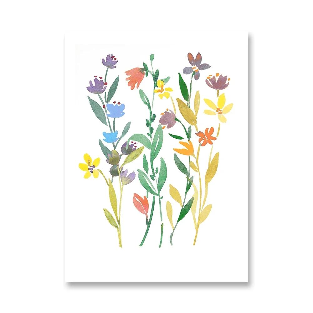 Watercolor Wildflower Flower Poster Colorful Floral Prints Plant Wall Art Canvas Painting Wall Pictures for Living Room Decor