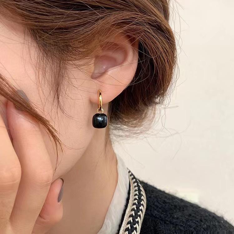 Elegant White-Pink Drip Glaze Convertible Earrings – Women's Light Luxury Hoops