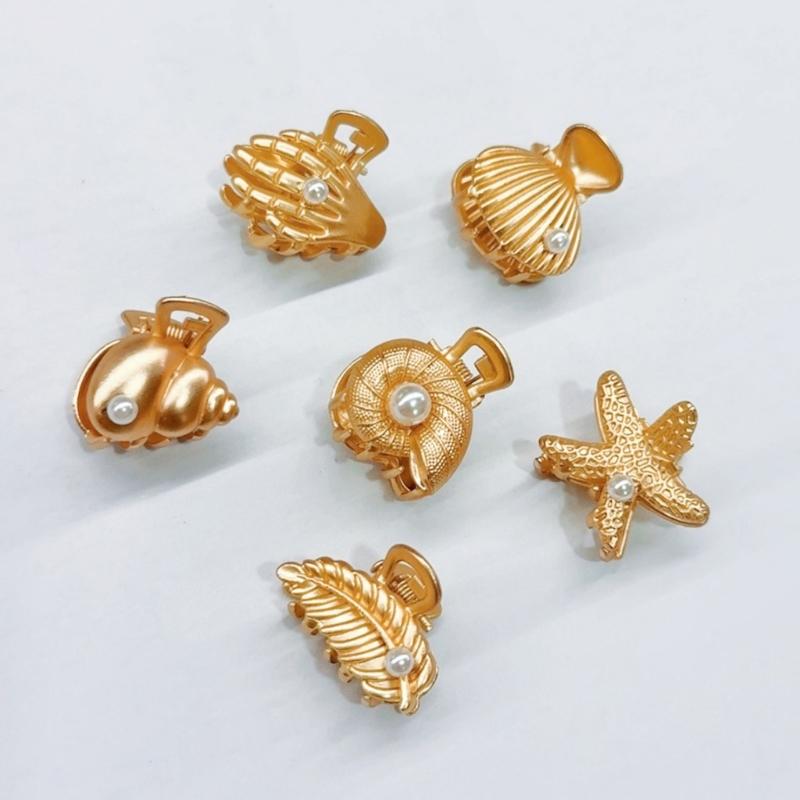 Versatile Shell Hair Clip Elegant Pearls Embellished Shell Hair Clip with Natural Conch Designs for Women