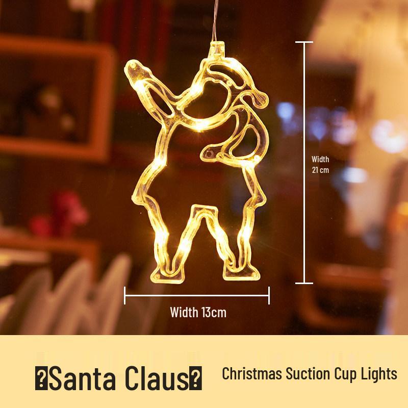LED Christmas Decorative Lights: Snowman, Tree, Bells, Star, Window Suction Cup Holiday Set